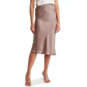 New ~ BOBEAU Nordstrom~ Mushroom Satin Shimmer Midi Skirt Size XL